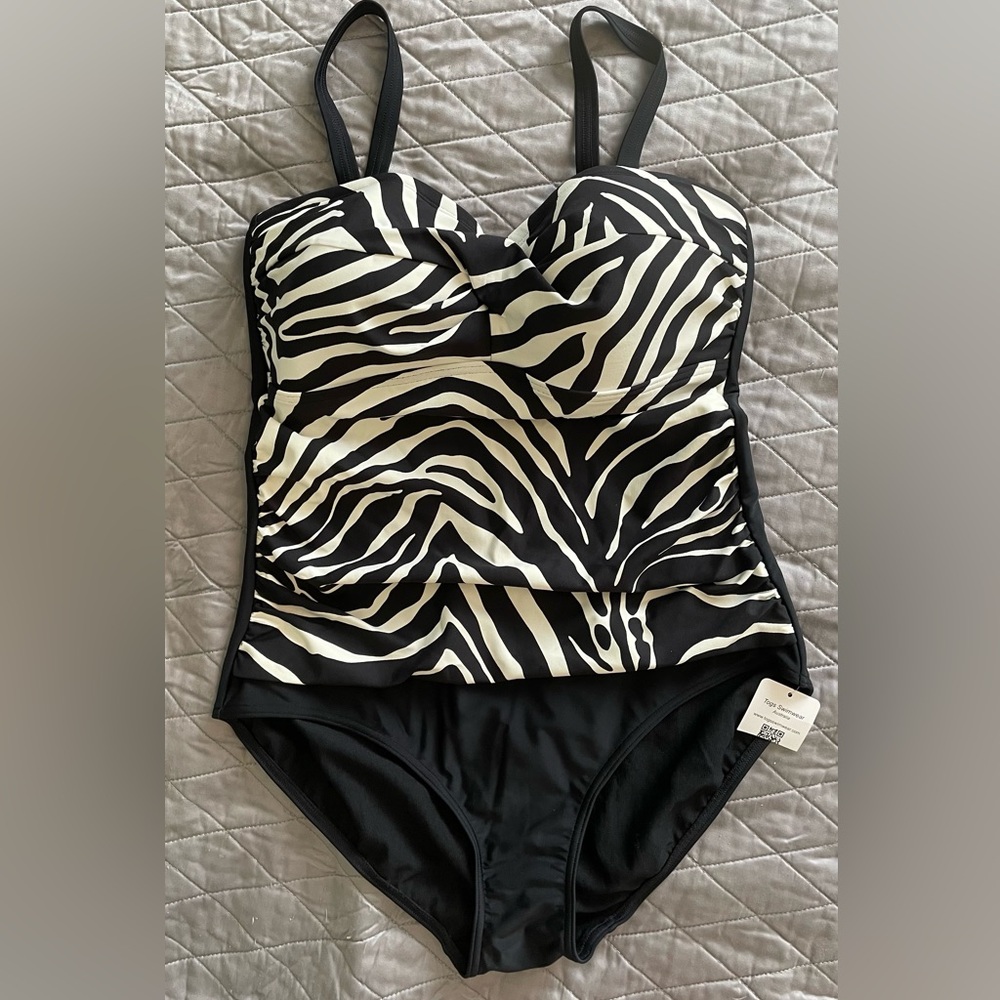 TOGS Swimwear Zebra Print One-Piece Swimsuit